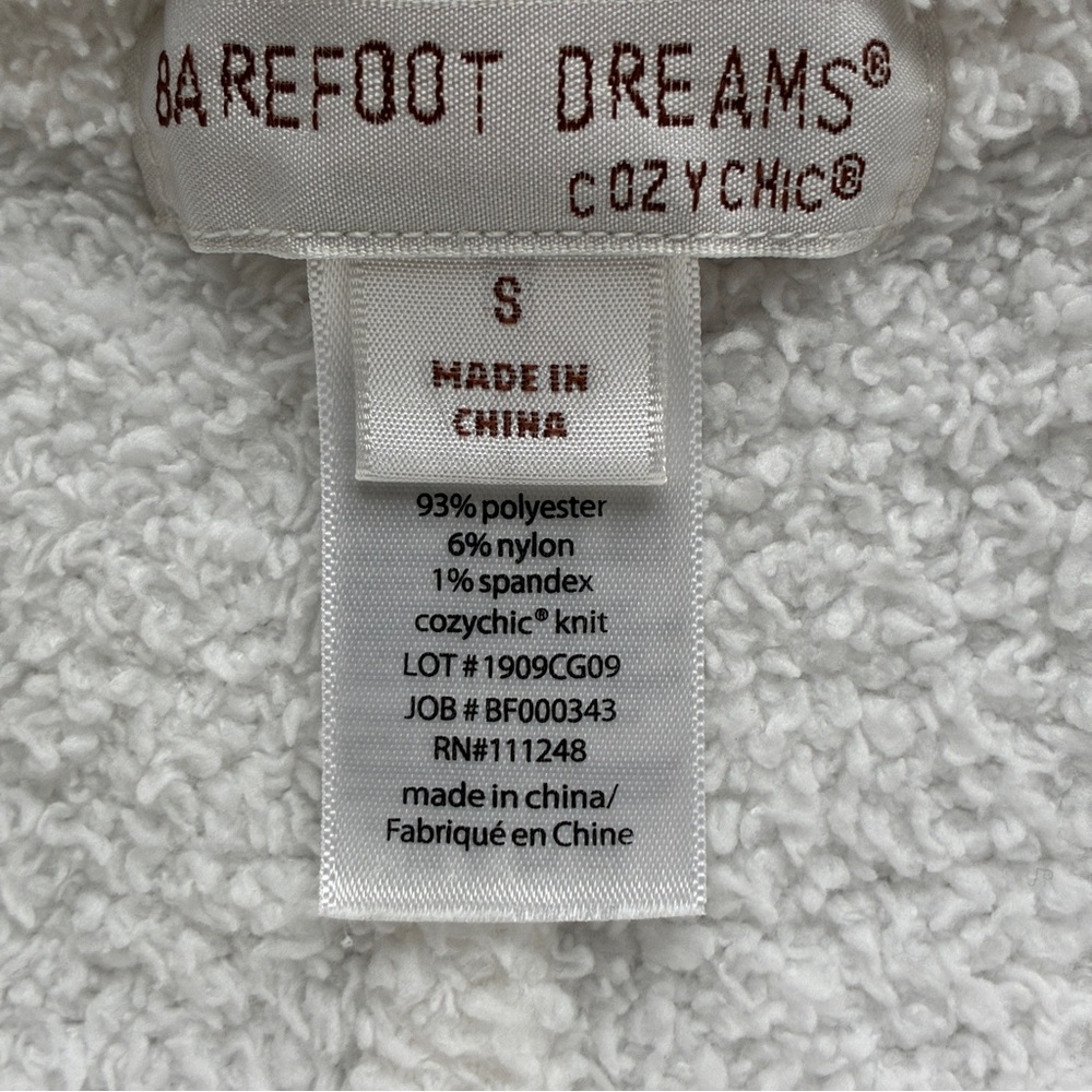 Barefoot Dreams CozyChic Lounge Set White Black Trim Small Soft Knit Pajama Set - Picture 3 of 11